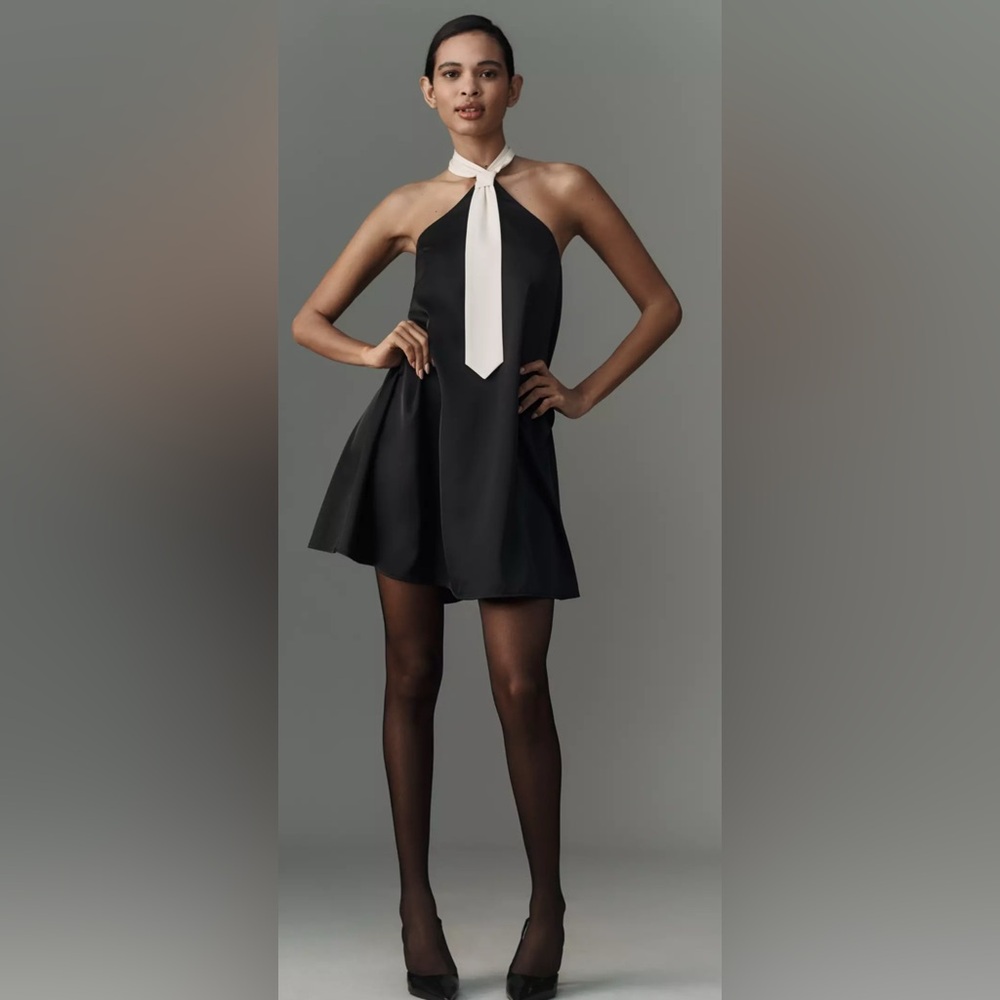 Flat White Tie Halter Mini Dress | Anthropologie